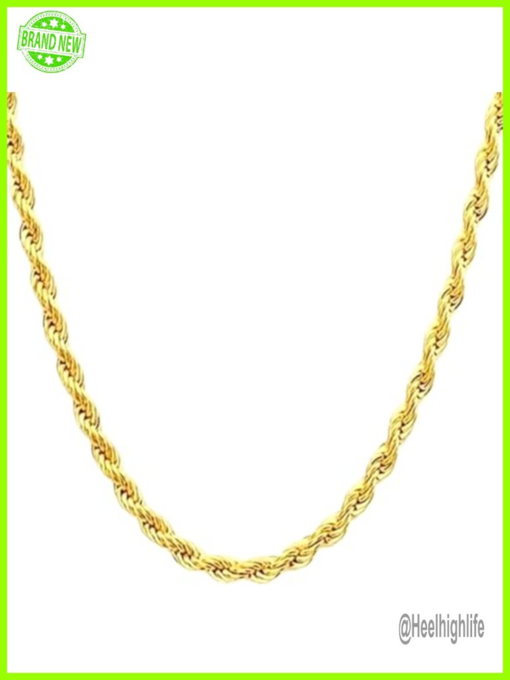 14K Solid Gold Diamond Cut Twisted Rope Chain Necklace Lobster Clasp